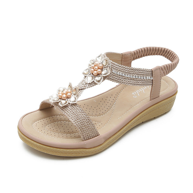 Boho-Strass-Blumensandalen