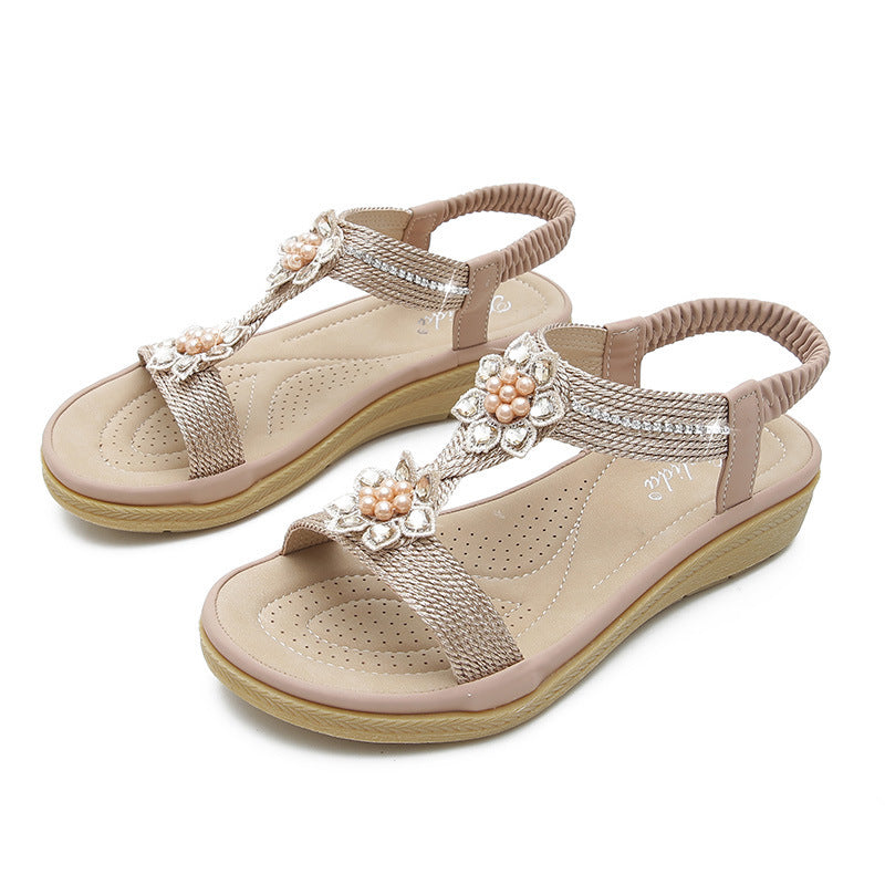 Boho-Strass-Blumensandalen