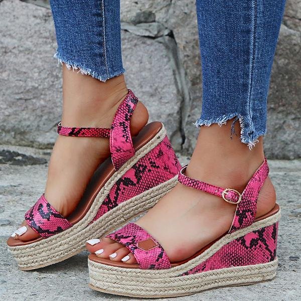 Damen-Wedges mit hohem Absatz, Schnalle und wasserfester Sohle