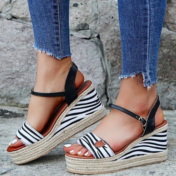 Damen-Wedges mit hohem Absatz, Schnalle und wasserfester Sohle