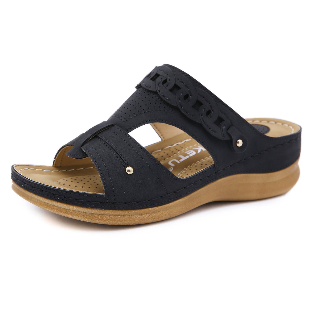Runde, rutschfeste Damensandalen groß