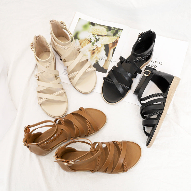 Sommer geflochtene römische Sandalen für Damen