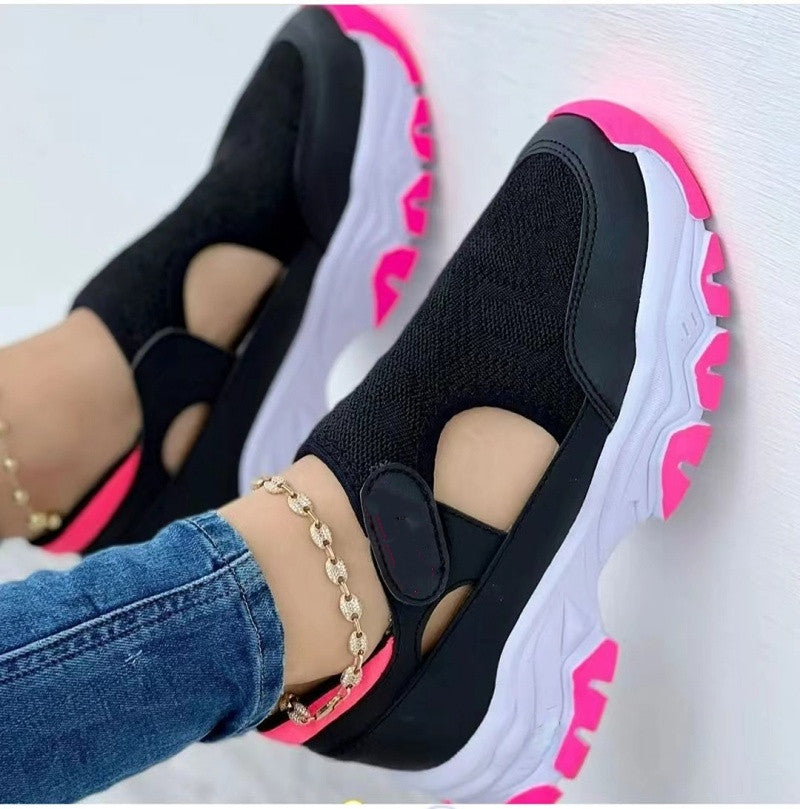 Damen-Freizeitschuhe mit farblich abgestimmter dicker Sohle