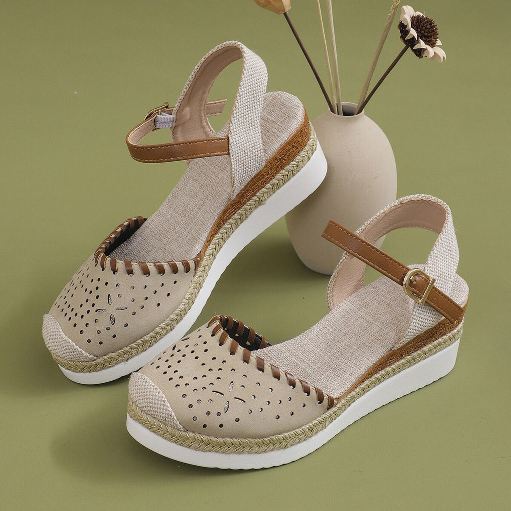 Damen Freizeit-Wedges mit Plateau und Hanfseil-Sohle