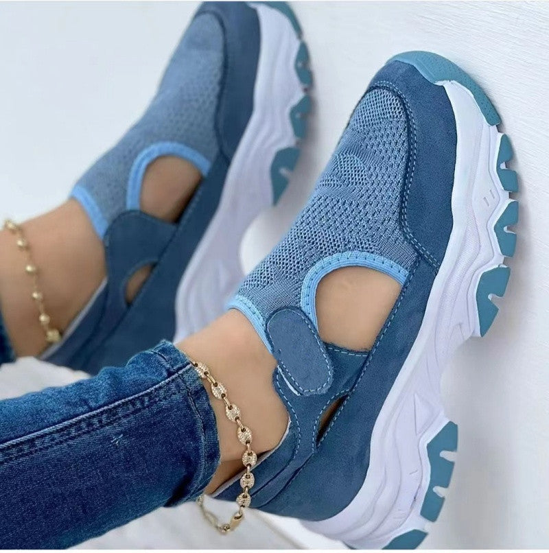 Damen-Freizeitschuhe mit farblich abgestimmter dicker Sohle